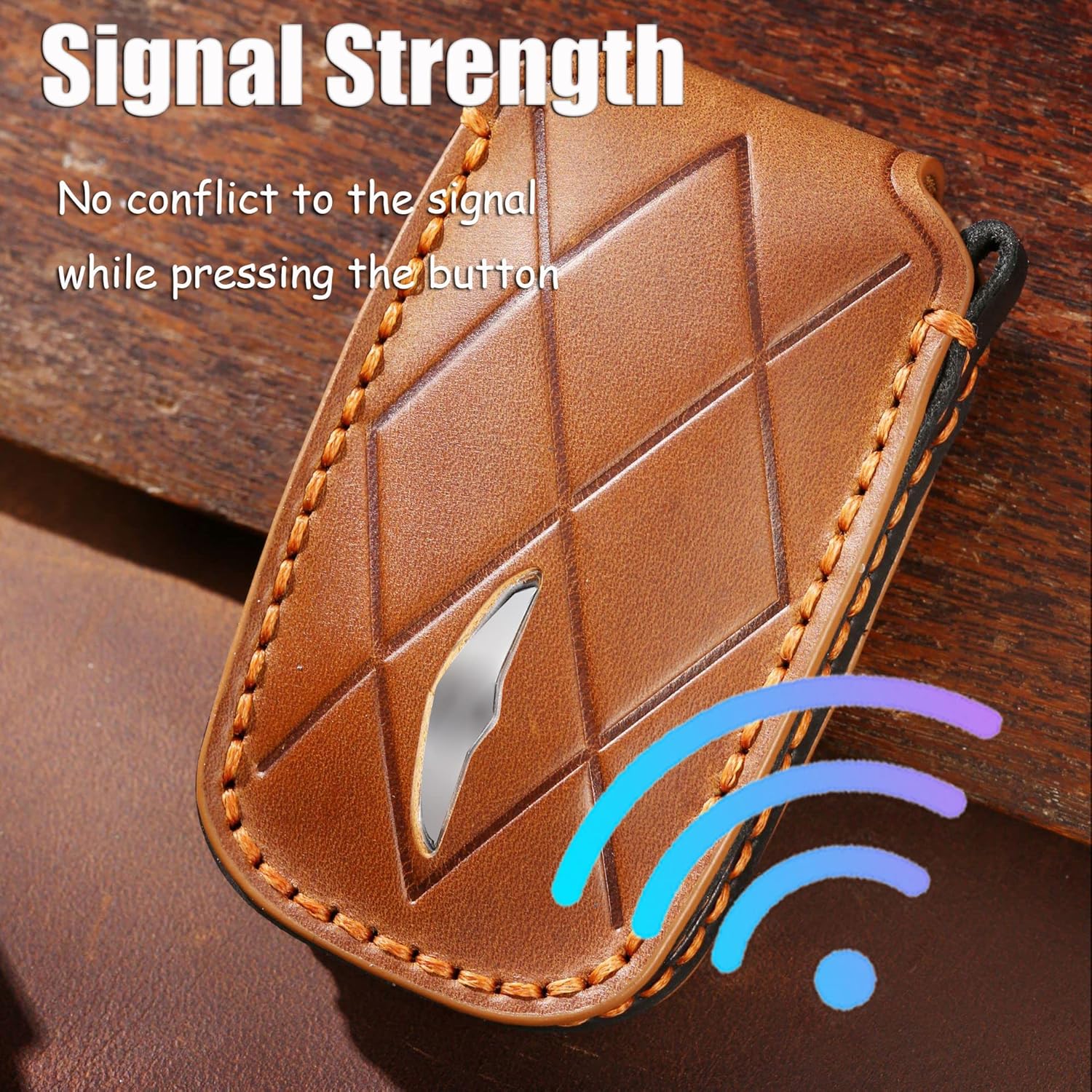 HIBEYO Key Fob Cover for Hyundai Genesis GV60 GV90 G90 2022 2023 Accessories with Keychians Leather Key Case Shell for Hyundai Genesis Smart Remote Auto Key 8 Button-Blue