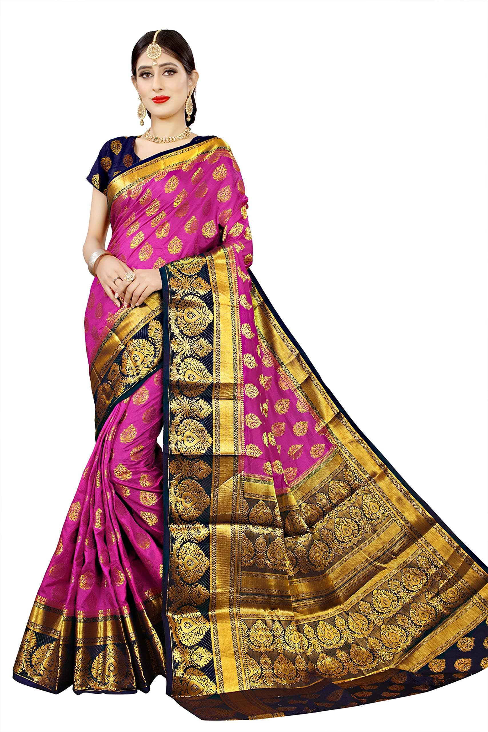 neeah Women's Banarasi Art Silk Saree With Unstitched Blouse Piece