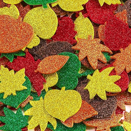 Miniatura 7 de 700 calcomanías de otoño autoadhesivas con forma de hoja con purpurina para otoño, Acción de Gracias, Halloween, fiestas, manualidades