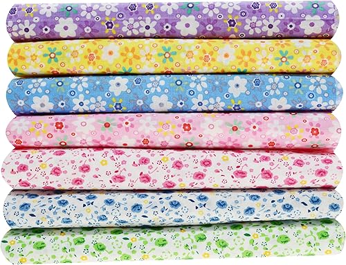 Paquete de 7 unidades de tela de acolchado, 100% algodón, tela estampada para manualidades, 20 x 20 pulgadas (19.7 in x 19.7 in), hojas cuadradas