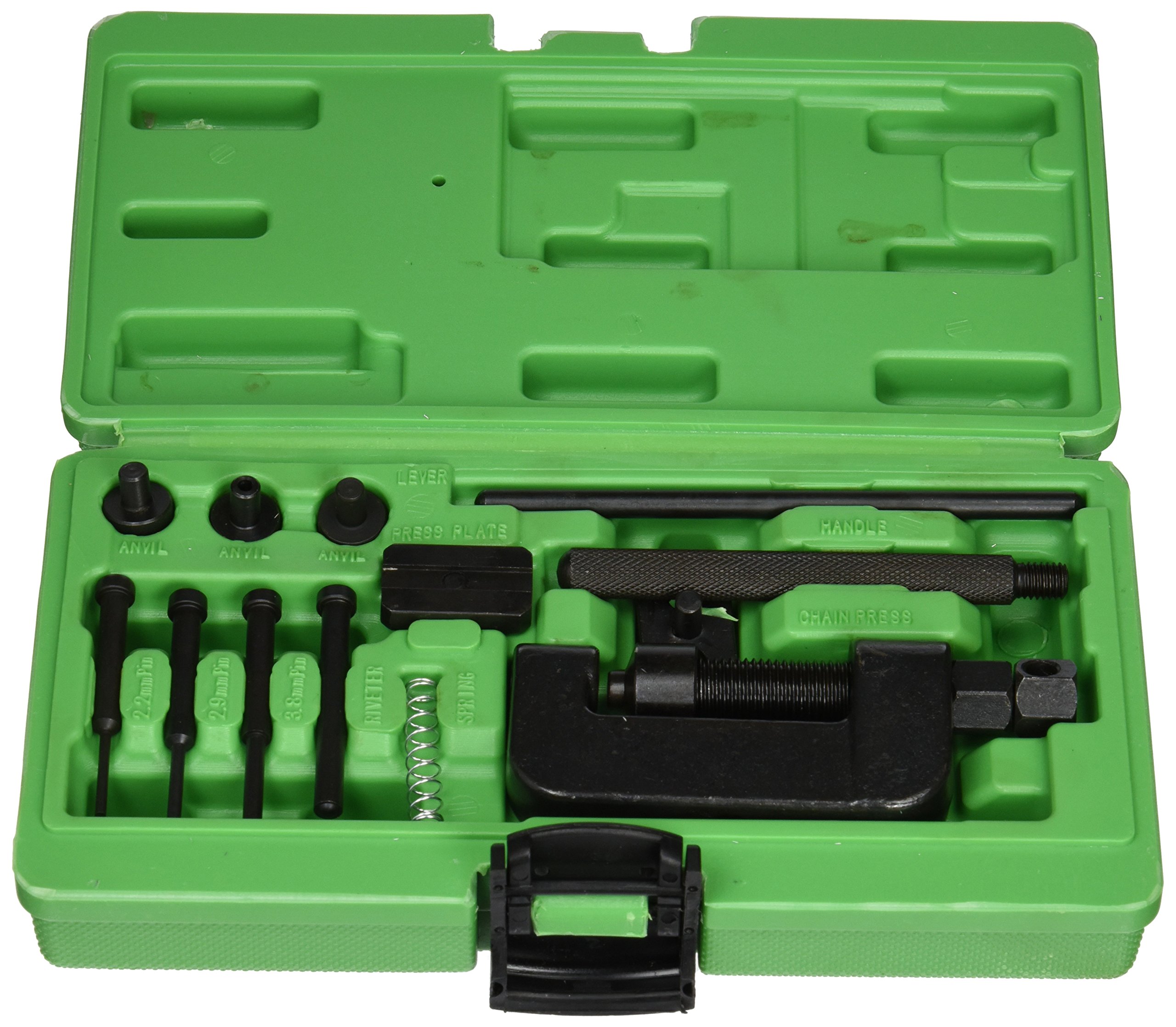 Jbm Llave para motocicleta 53055 - Desmontador y remachador de cadenas de motocicletas, Interruptor con mando basculante, Pulsador, ON-OFF, Verde