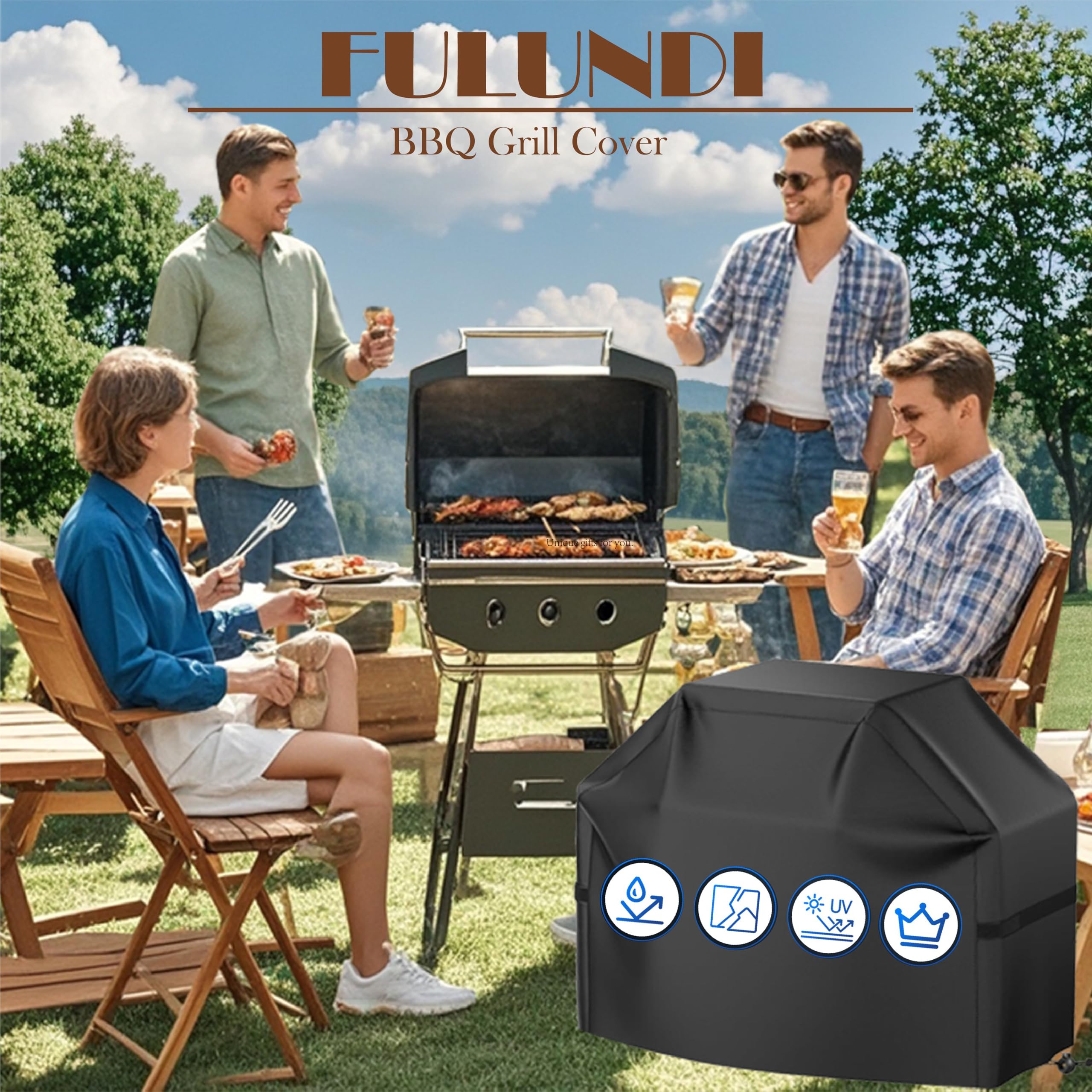 Copertura per griglia per barbecue, adatta a griglie di dimensioni standard da 50 a 57 pollici, si adatta perfettamente, impermeabile, antistrappo, resistente ai raggi UV, facile da pulire,