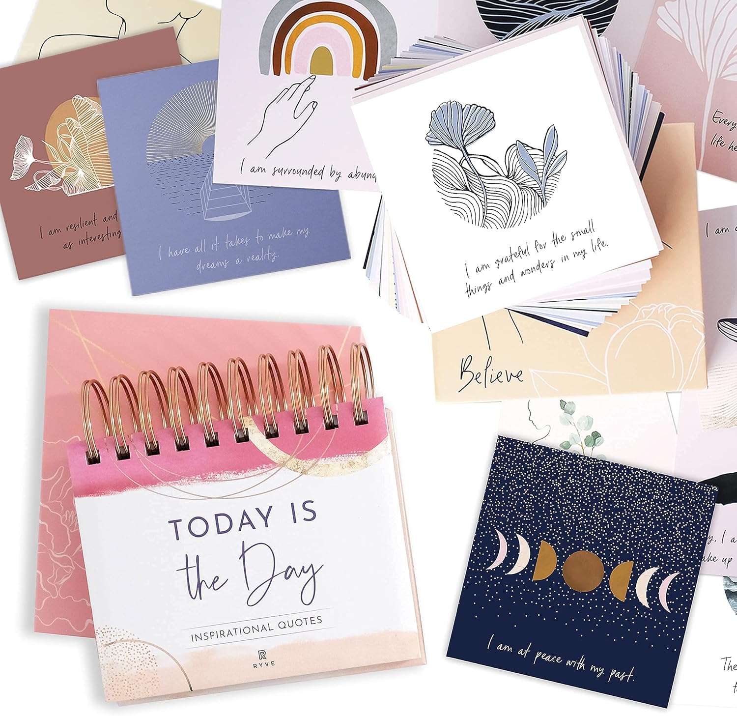 RYVE Motivational Calendar and Affirmation Cards for Women - Inspirational Quotes and Inspirational Desk Decor for Women, Office Decor for Women Desk, Inspirational Gifts for Women, Self Care Gifts