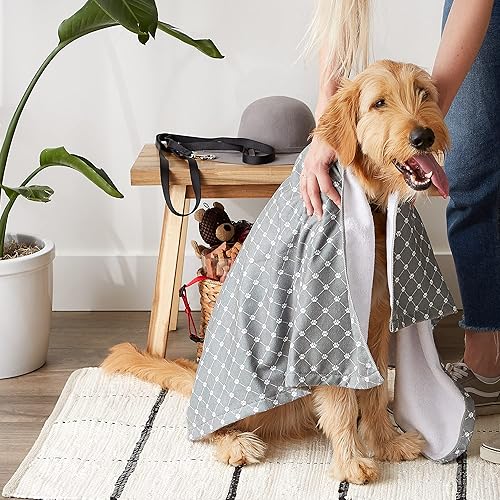 Miniatura 4 de Bone Dry Colección de toallas de aseo para mascotas, microfibra absorbente, XL, 41 x 23.5 pulgadas, enrejado gris