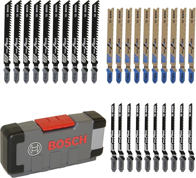 Bosch Professional 2607010903 30-Piece Basic for Wood and Metal Jigsaw Blade Set (for Wood and Metal, Accessories for Jigsaws) , Black/Silver