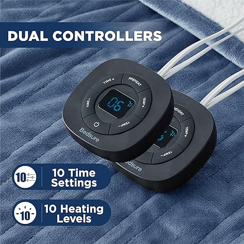 Miniatura 5 de Bedsure Manta térmica eléctrica manta eléctrica de franela suave, manta térmica con 4 ajustes de tiempo, 6 ajustes de calor y temporizador de 3