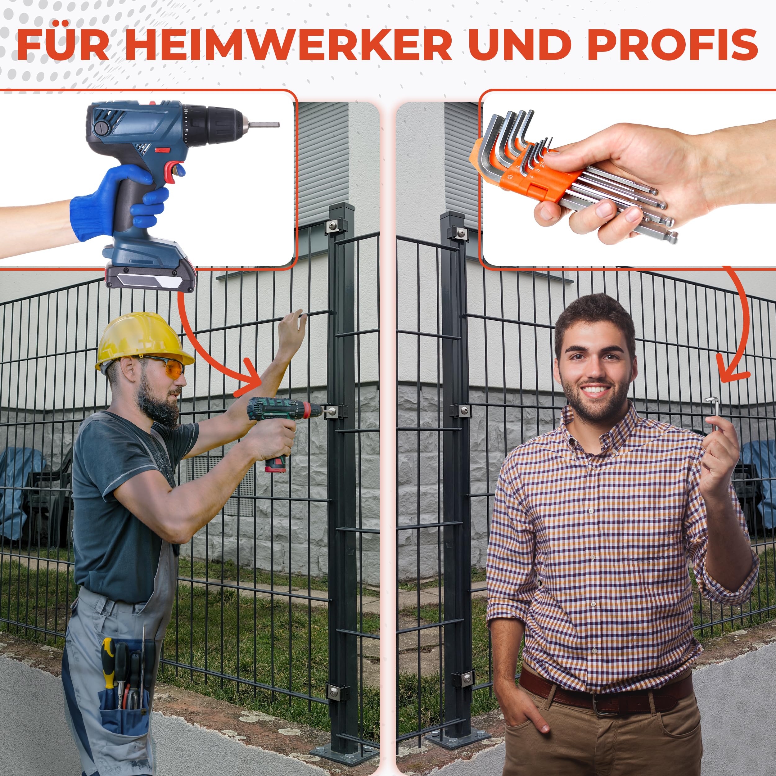 50x hochwertige Zaunschrauben zur Doppelstabmattenzaun Befestigung M8 x 40mm 5,5mm ISK V2A Edelstahl die Zaunbauschraube als Stabmattenzaun Zubehör für Gabionen und Stabmattenzaun