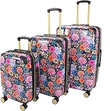 Jenni Chan Entin 3-Piece Hardside Lightweight Expandable Spinner Luggage Set (Floral)