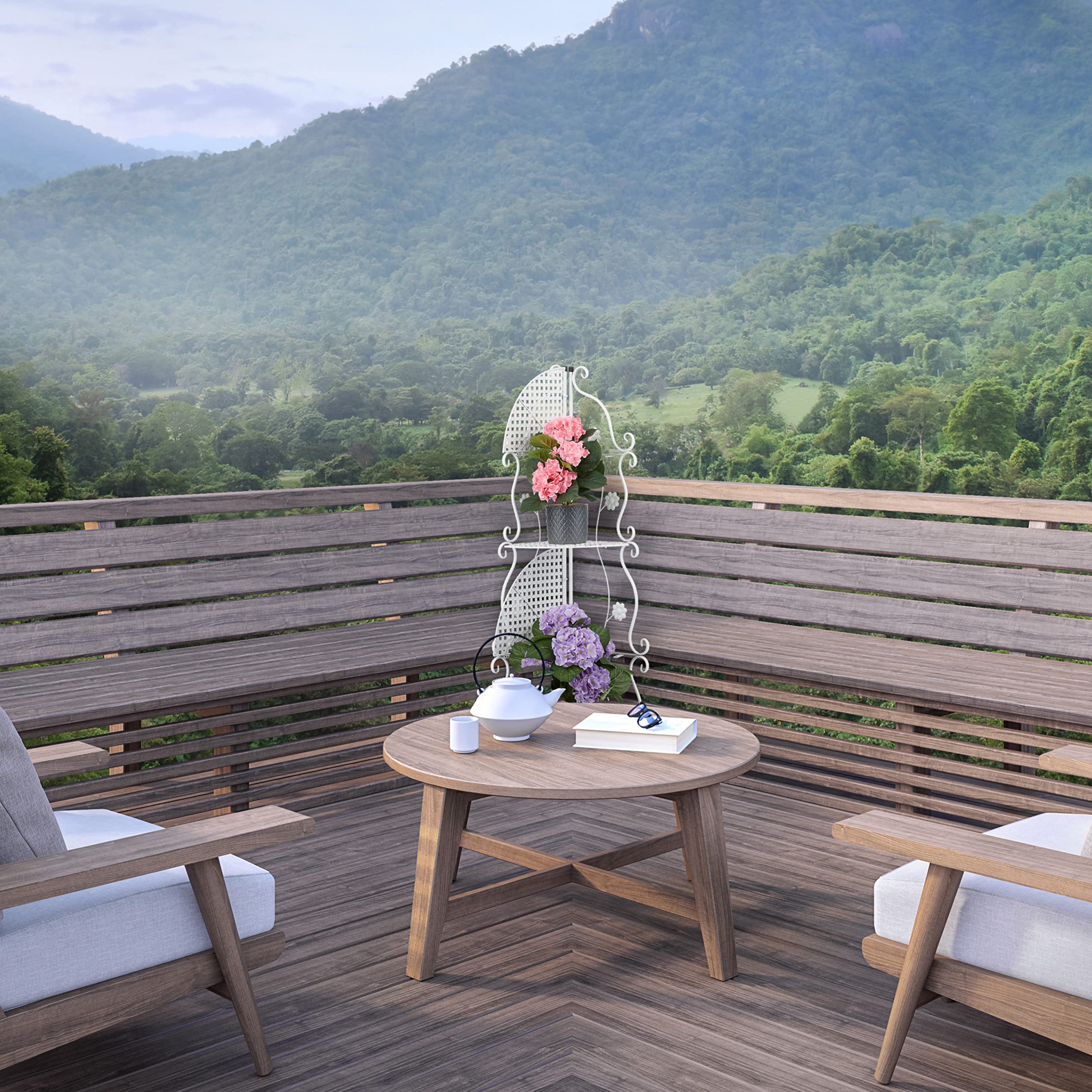 Relaxdays Scaffale Portafiori in Metallo, Fioriera Interno ad Angolo con 4 Mensole Porta Piante, 113,5x31x31 cm, Nero