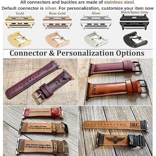 Miniatura 6 de Watch Bands Compatible with Apple 38mm for men & women, Handmade Genuine Leather, Wristband Compatible with iWatch Series Ultra 8 7 6 5 4 3 2 1 SE,