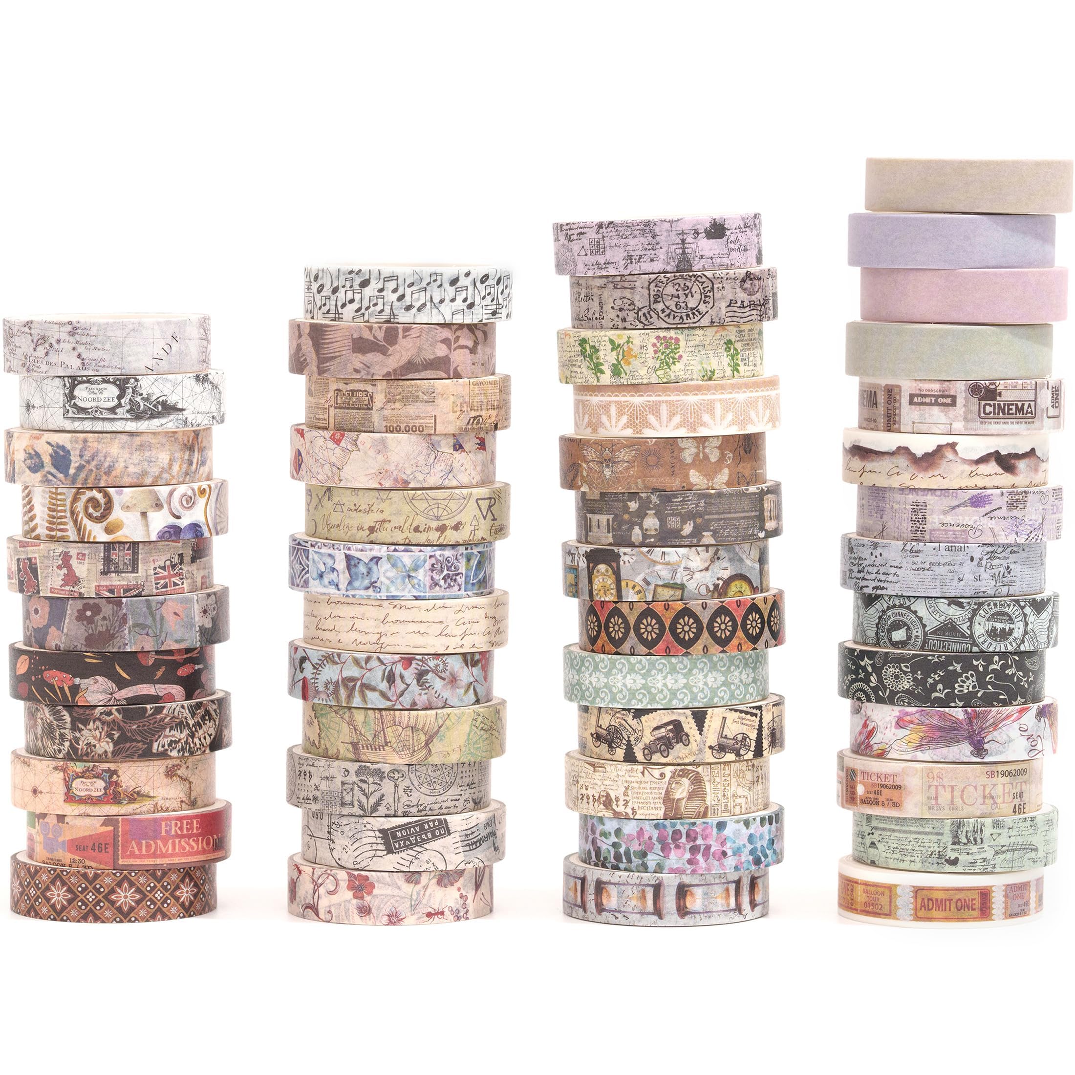 6 Rolls Vintage Washi Tape Set – Decorative Masking Tape For Scrapbooking, Stationery, Crafts, DIY