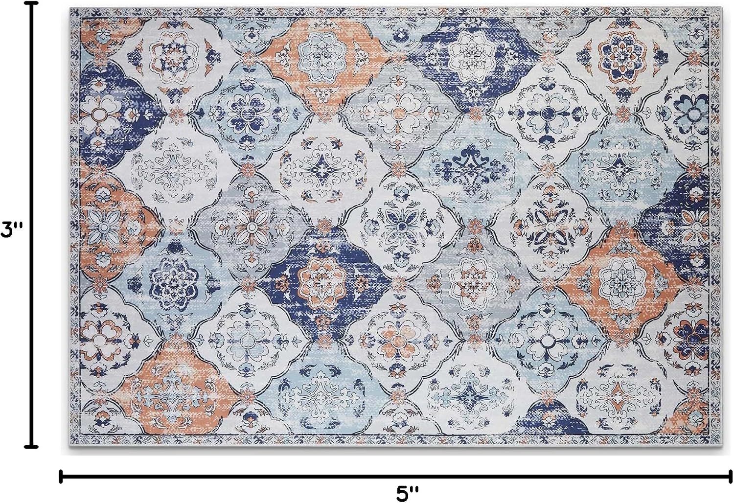 Belffin Moroccan Trellis Area Rug 3x5 Washable Living Room Rug Vintage Boho Indoor Non-Slip Rug Carpet for Kitchen Entryway Multi Colors
