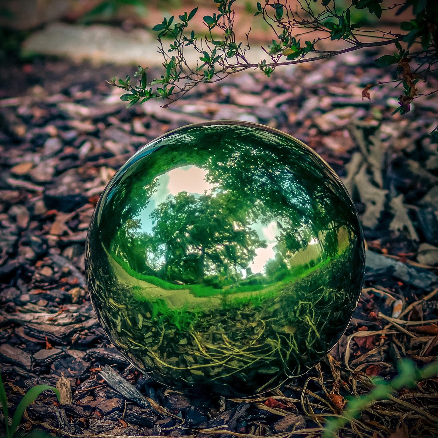 Trademark Innovations Gazing Mirror Ball - Stainless Steel (8", Green)