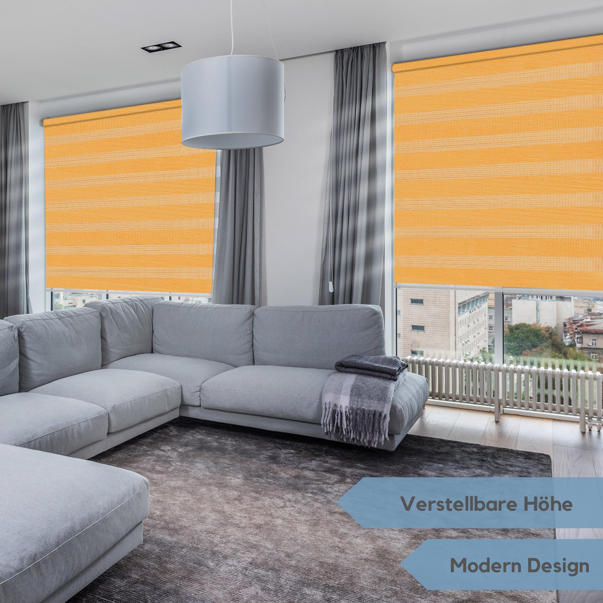 Premium Rollos für Fenster Ohne Bohren I Doppelrollo Klemmfix Ohne Bohren I Fenster Rollos für Innen I Rollo 60x150cm - Sonnig