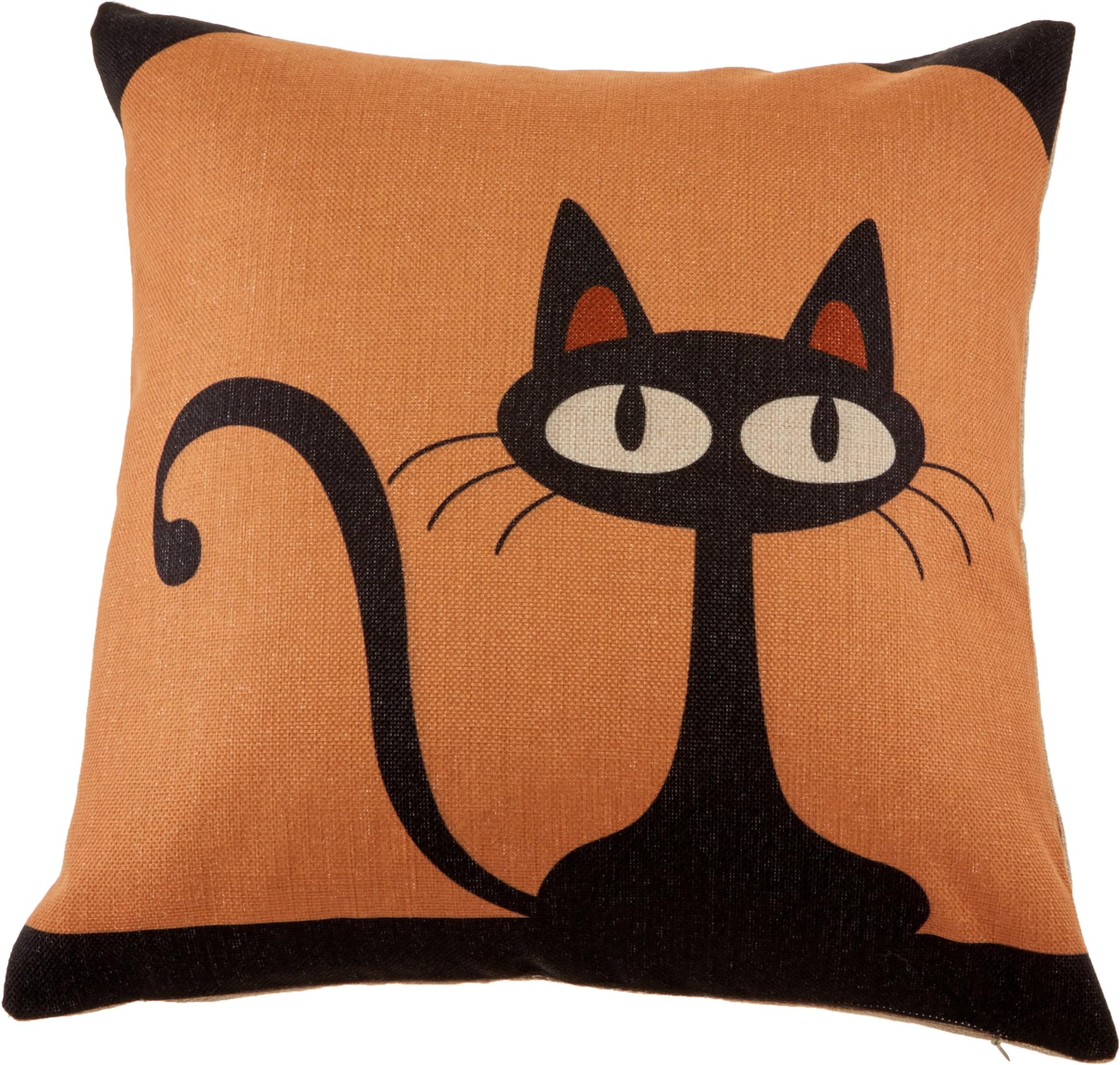 Sunny Outlets Decorative 18 X 18 Inch Linen Cloth Pillow Cover Cushion Case, Black Cat