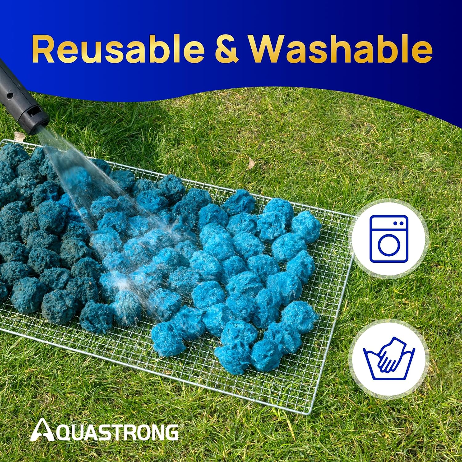 AQUASTRONG Pool Filter Balls with Sand Filter Pump for Above Ground Pools, 1.5 lbs Reusable Filter Balls Replace 50 lbs Sand, 12in 3/4 HP 3800 GPH Pool Sand Filter with Timer