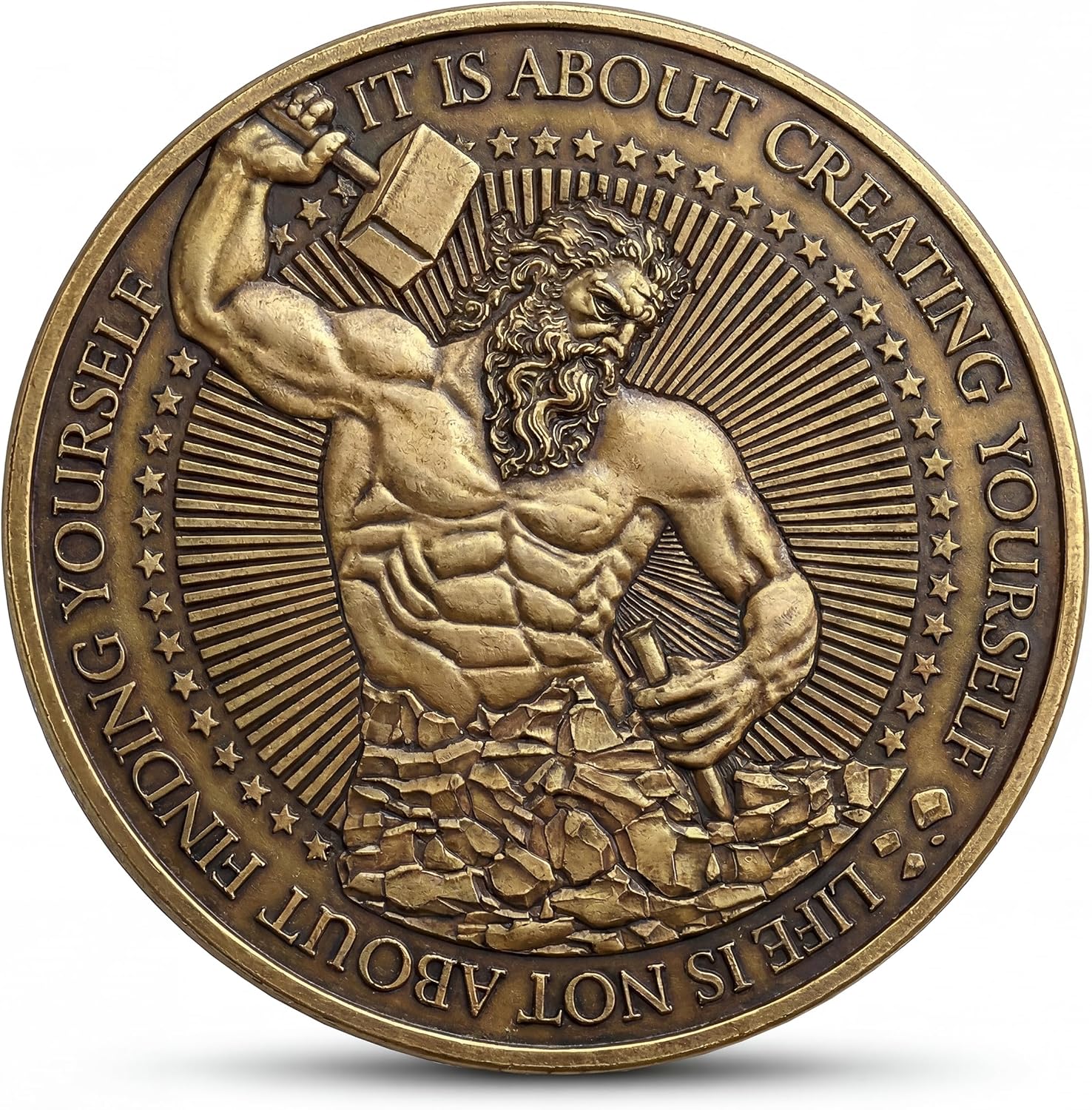 Metamorphosis Coin – Personal Growth & Transformation Challenge Coin –“Create Yourself” EDC Pocket Token – Motivational Gift for Him or Her – Brass Coin – Antique Bronze Finish