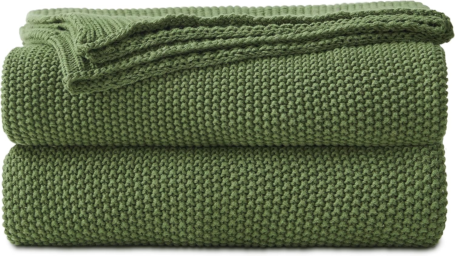 Longhui bedding Olive Green Cotton Cable Knit Throw Blanket