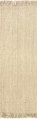 Miniatura 6 de nuLOOM Don Chevron - Alfombra de yute con borlas, 6 x 9, natural