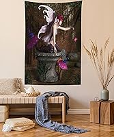 Vista 16 de Ambesonne Tapiz de palmera, impresión de imagen de atardecer tropical, estilo vintage, playa de verano, para colgar en la pared para dormitorio