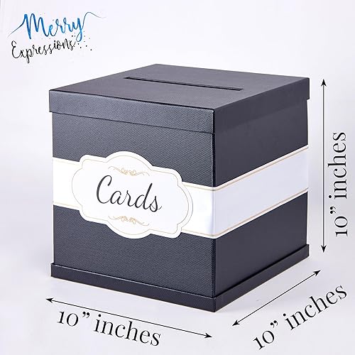 Miniatura 3 de Merry Expressions Caja de tarjetas rústica de 10 pulgadas de arpillera, tarjetero para fiesta, caja de regalo de dinero para recepción de boda,