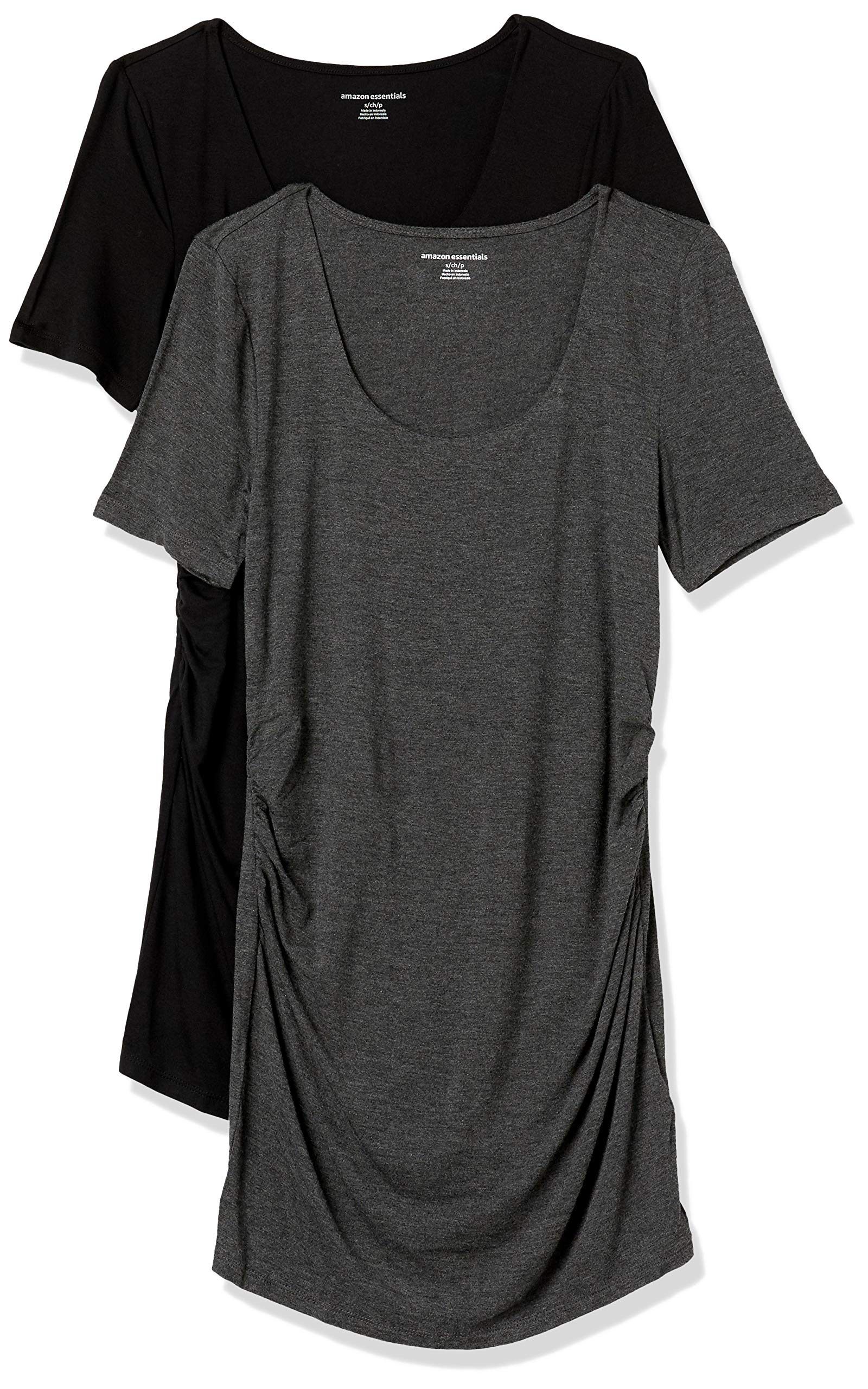 Women's Maternity Short-Sleeve Rouched Scoopneck T-Shirt, Pack of 2