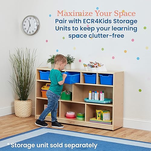 Miniatura 5 de ECR4Kids Cubo de almacenamiento frontal con cucharada, organización multiusos, azul, 5 piezas