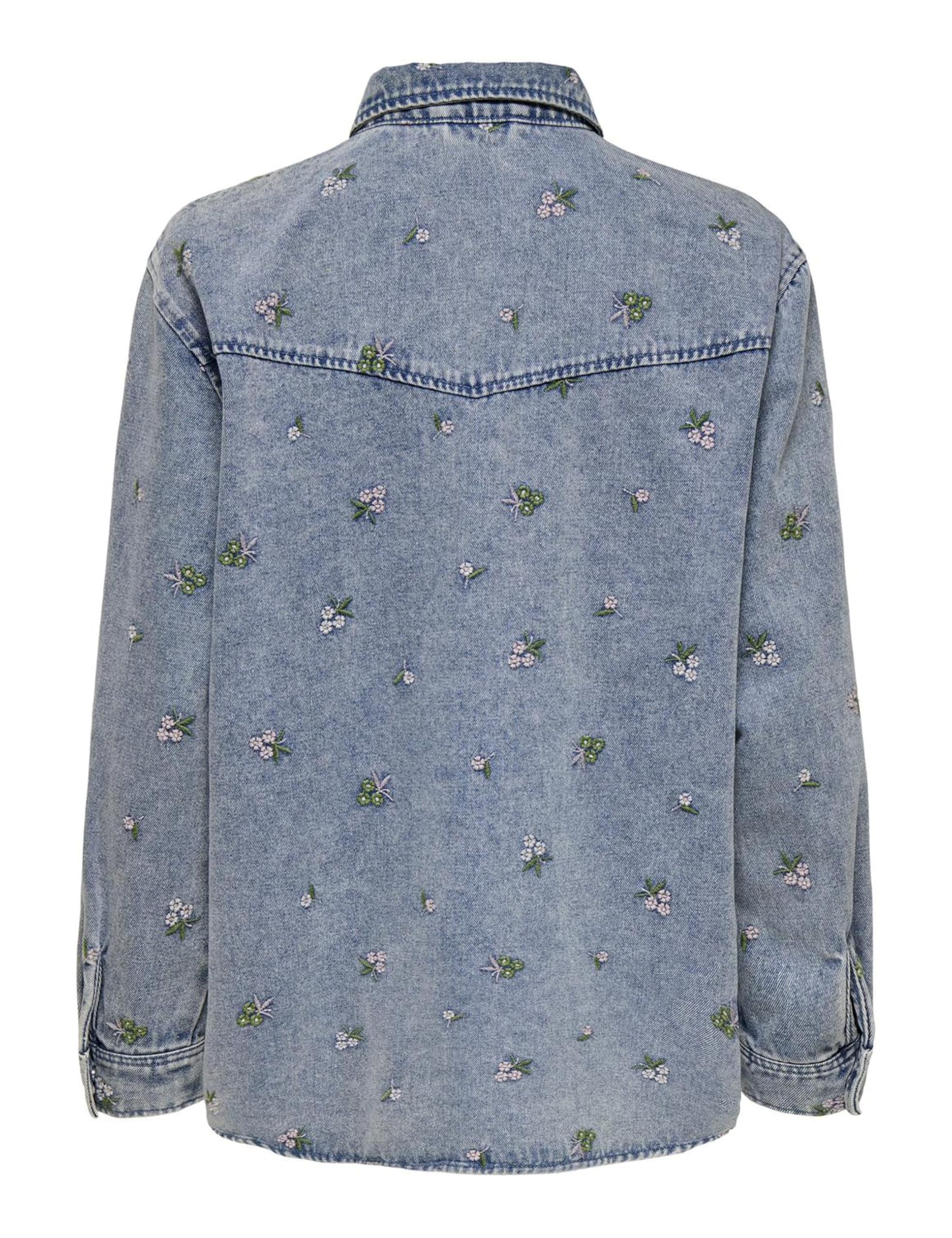 ONLY Damen Onlvera L/S Flower Emb Shirt DNM Noos Onlvera L/S Flower Emb Shirt DNM Noos (1er Pack)