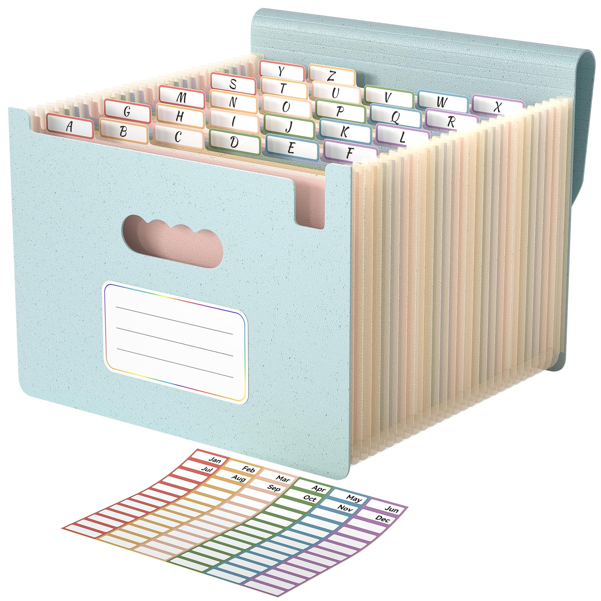 ABC life 26 Pockets Accordion File Organizer, Dusty Blue