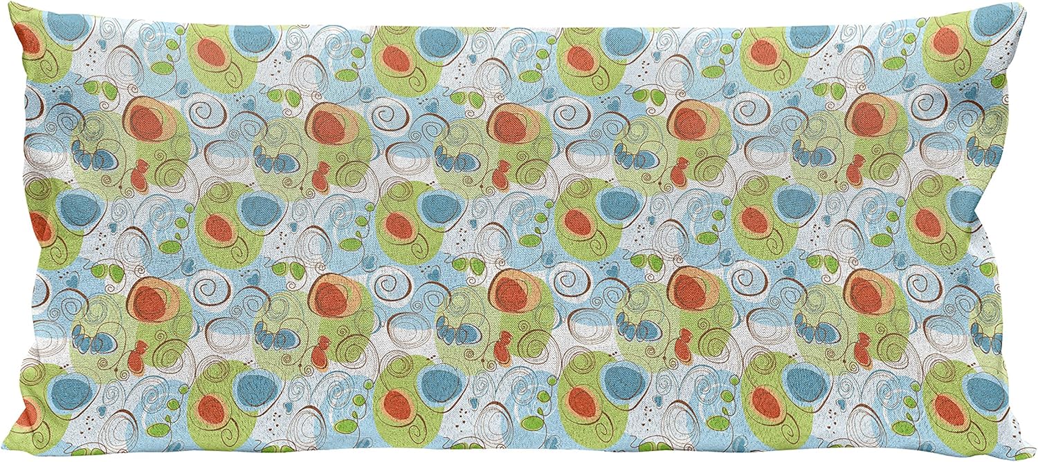 Ambesonne Modern Throw Pillow Cushion Case, Floral Flowers Geometrical Abstract Funky Swirls Contemporary Image, Decorative Rectangle Accent Pillow Cover, 36" X 16", Pale Green White