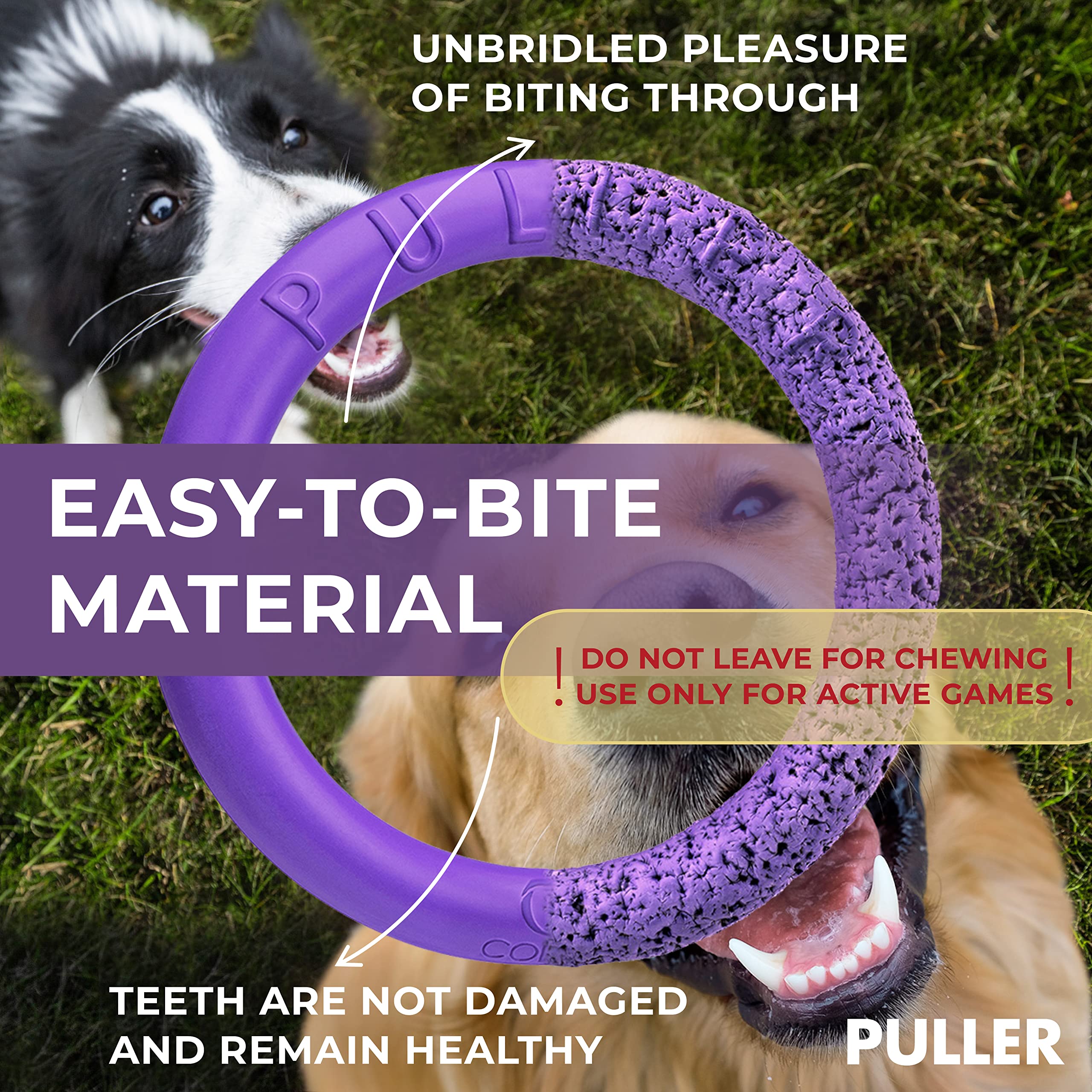 COLLAR Juguetes para Perros para Exteriores – Juguete de búsqueda de Perros y tirón de Guerra para Perros pequeños, medianos y Grandes – Pelota para Perros y Frisbee Suave para Perros – Juguetes para