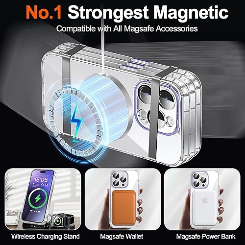 Miniatura 6 de 𝟐𝟎𝟐𝟑 𝑵𝒆𝒘 Designed for iPhone 15 Pro Case Clear,[2X Screen Protector][30X Anti-Yellow][Compatible with Magsafe][Built-in Camera Protector], 15FT 17