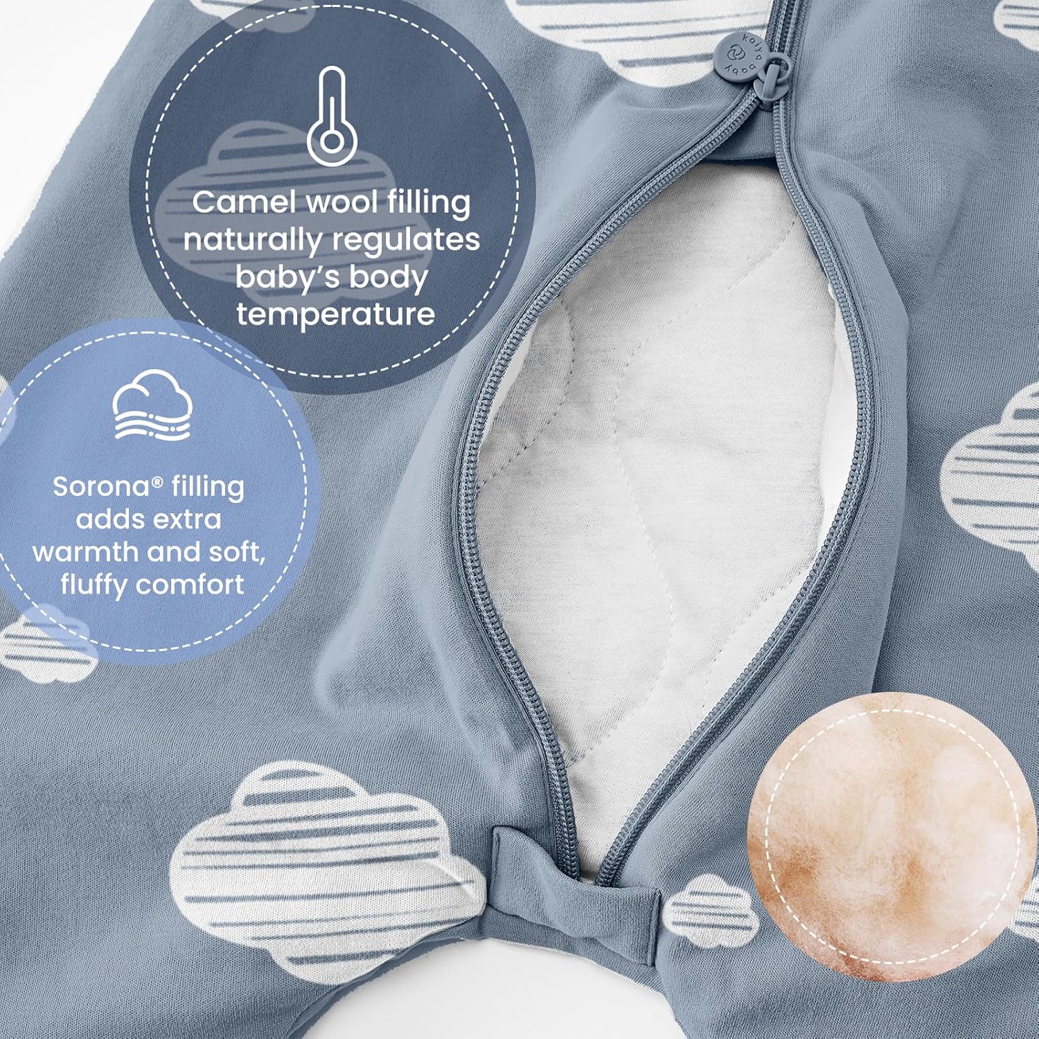 kaiya baby Unisex Toddler Sleep Sack with Feet, 2.5 Tog Baby Winter Sleep Sack Long Sleeve 6-18Months, Gifts for Boys & Girls, Blue Sky - Image 3