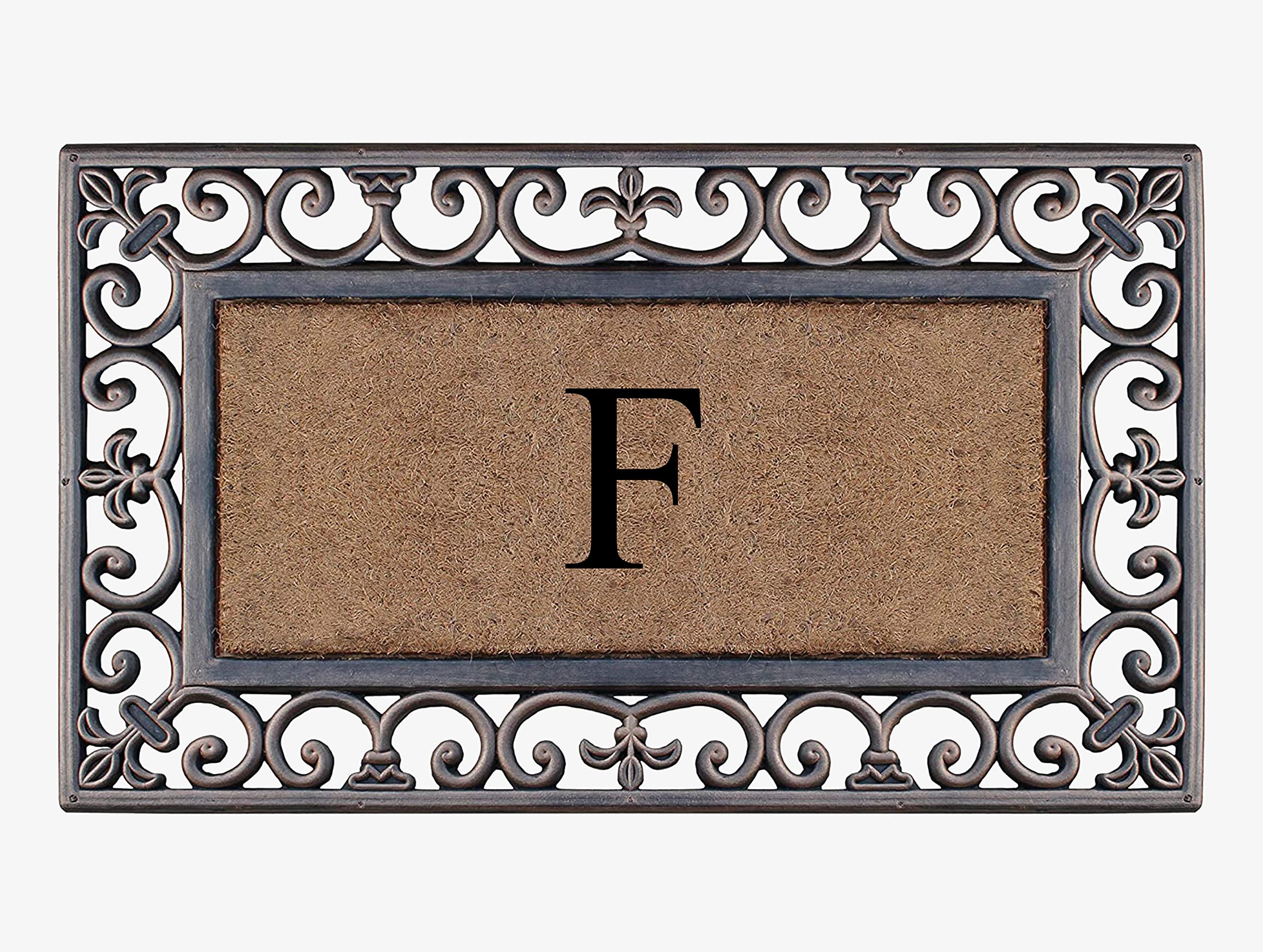 A1HC Natural Rubber & Coir 18x30, Monogrammed Doormat For Front Door, Anti-Shed Treated Durable Doormat for Outdoor Entrance, Heavy Duty, Low Profile, Easy to Clean, Long Lasting Front Porch Entry Rug