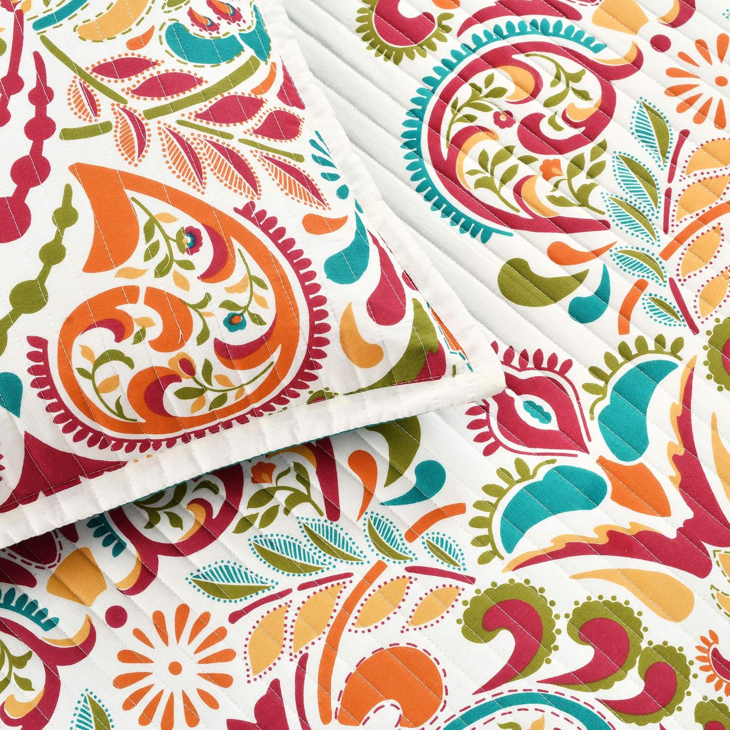 Bеѕt Cуbеr Mоndау 🔥 Lush Decor Clara Quilt 3 Piece Set, King, Turquiose & Tangerine