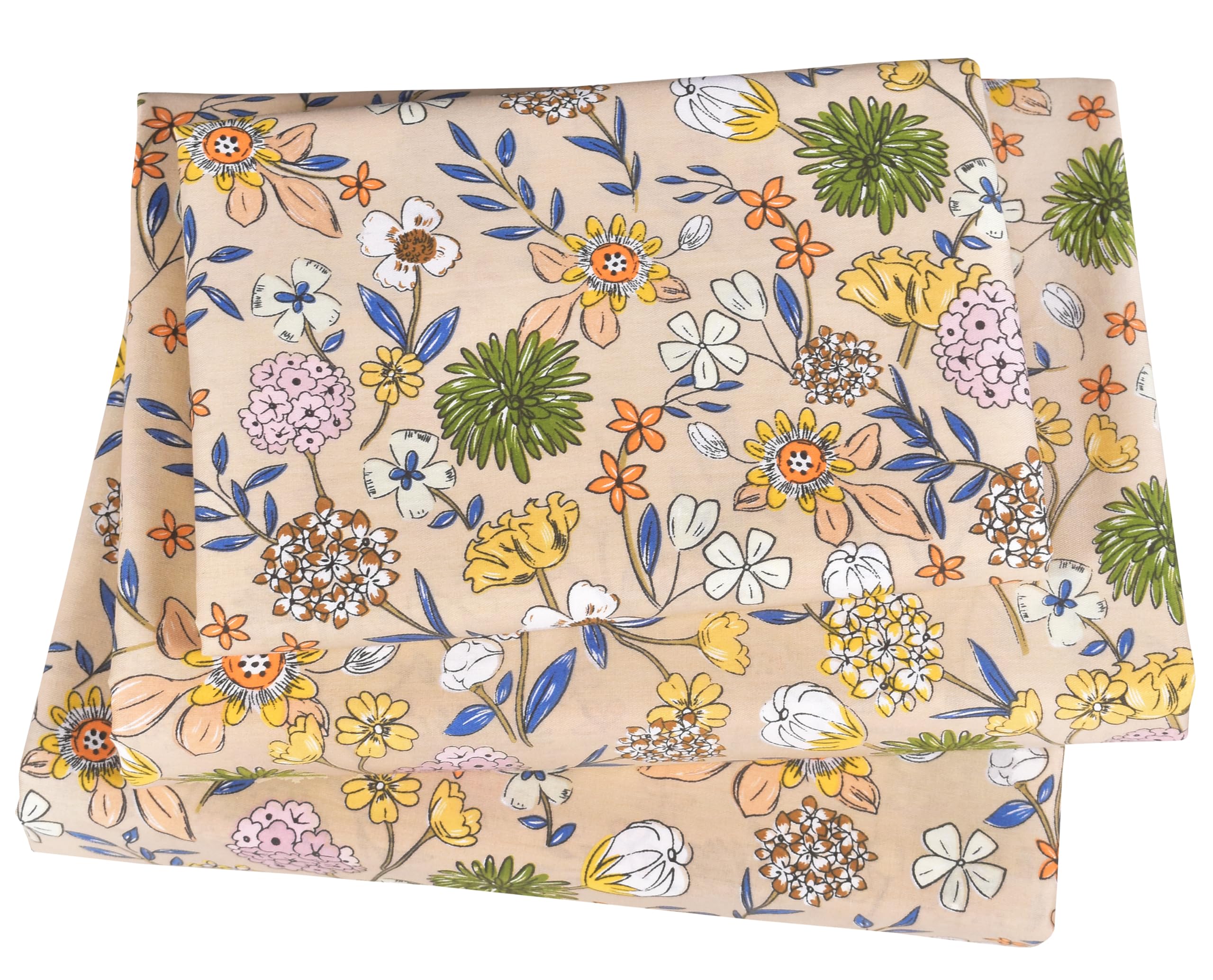 J-pinnoLittle Floral Multi Flower Cute Cozy Fun Twin Sheet Set for Kids Girls Children100% Cotton Flat Sheet + Fitted Sheet + Pillowcase Bedding (8, Twin)