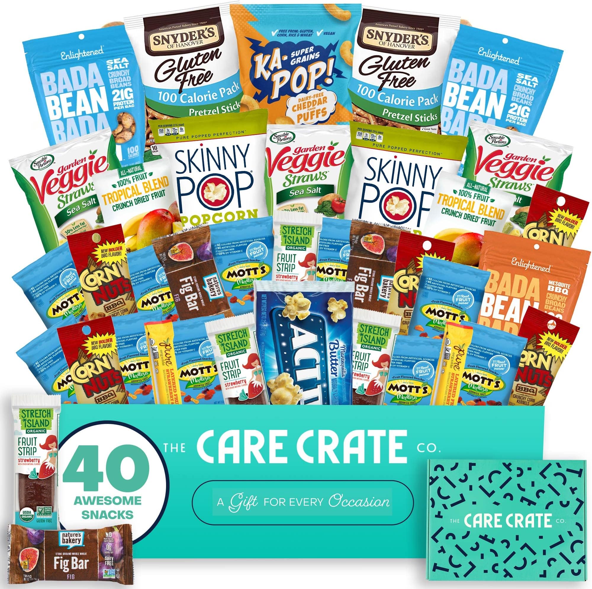Gluten Free Healthy Snacks Variety Pack - Low Carb, Vegan treats for Adults and Kids - Organic, Dairy Free, Keto and Paleo Options - Assorted 40 Pack Gift Box
