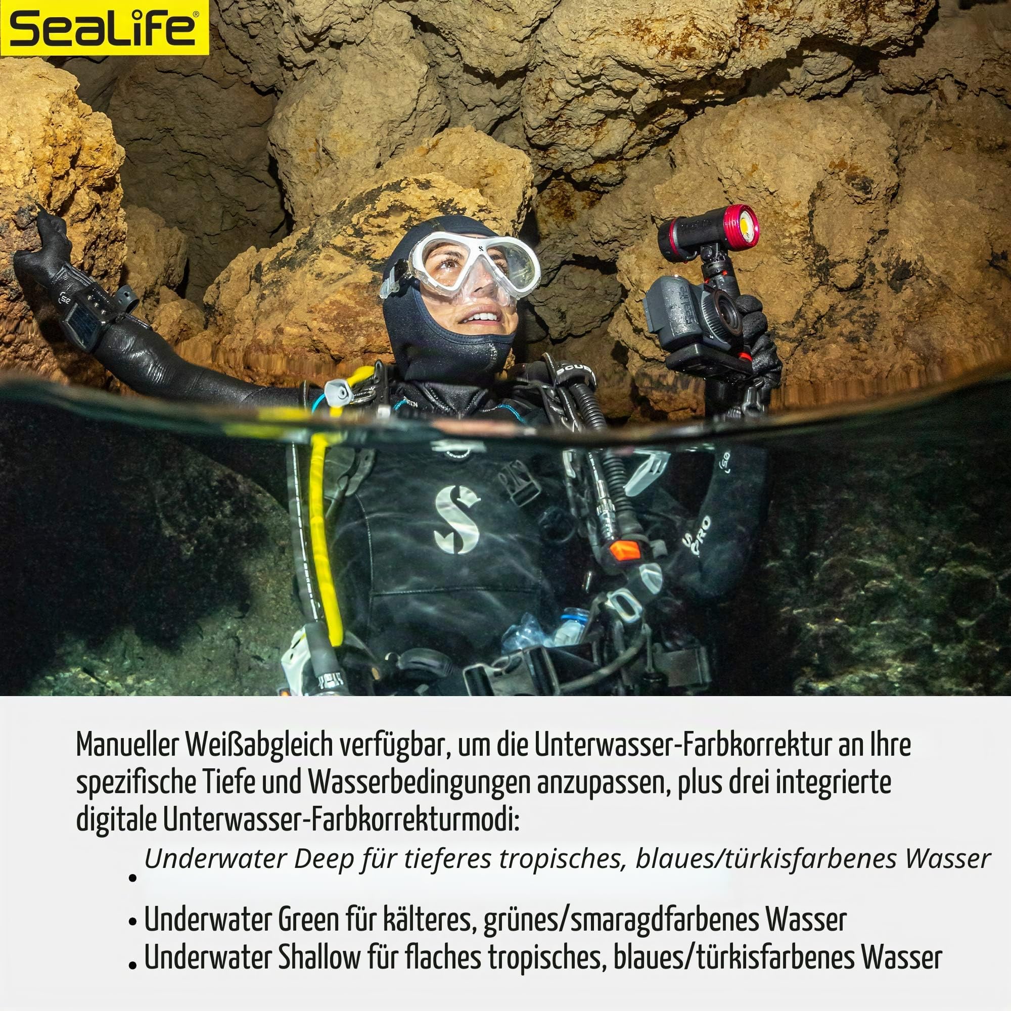Sealife Micro 3.0 64GB (SL550) Unterwasser Kamera mit 4K Ultra HD Video und Wasserdicht bis 60m