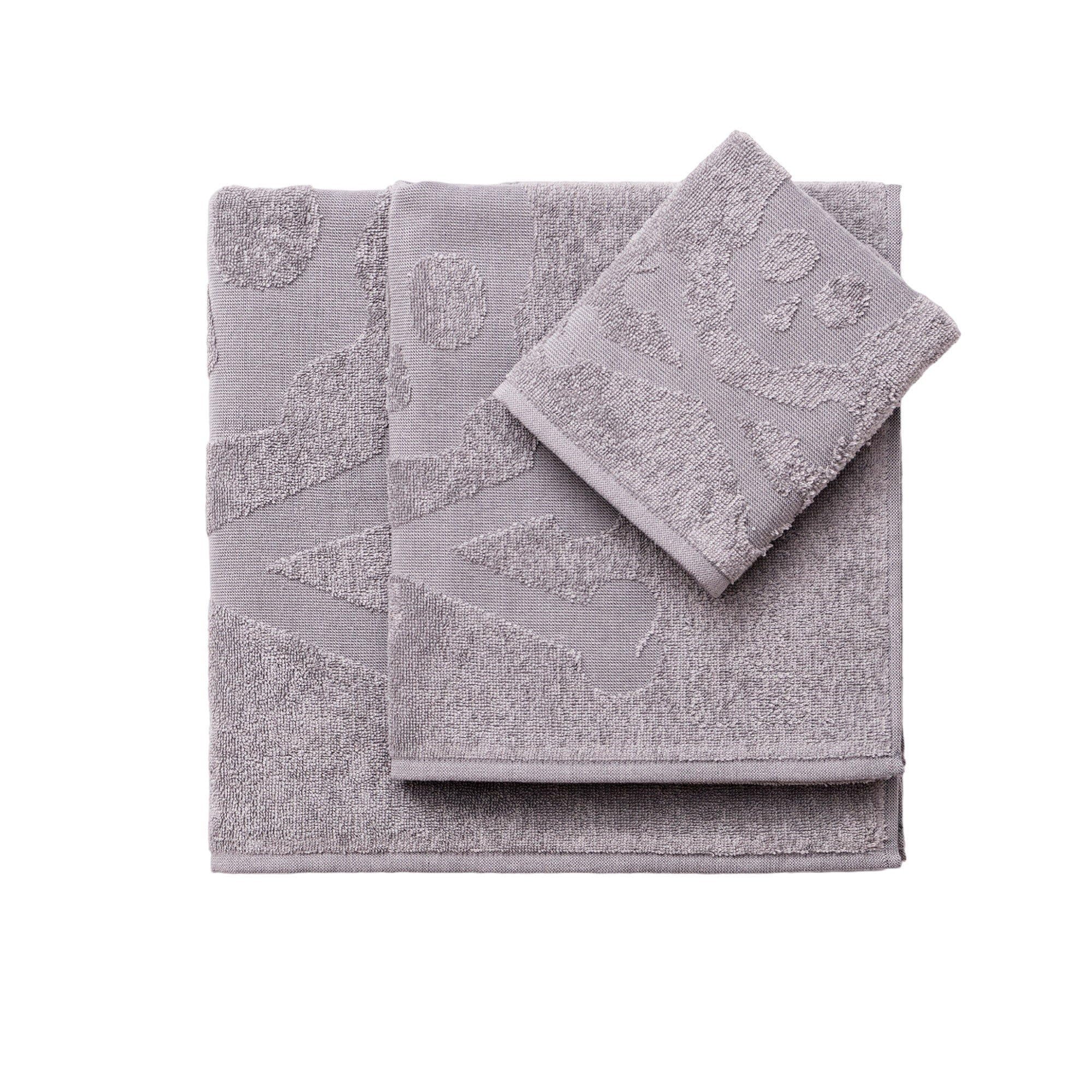 Set de toallas de baño Scalpers de 3 piezas en algodón gris claro con diseño de calavera