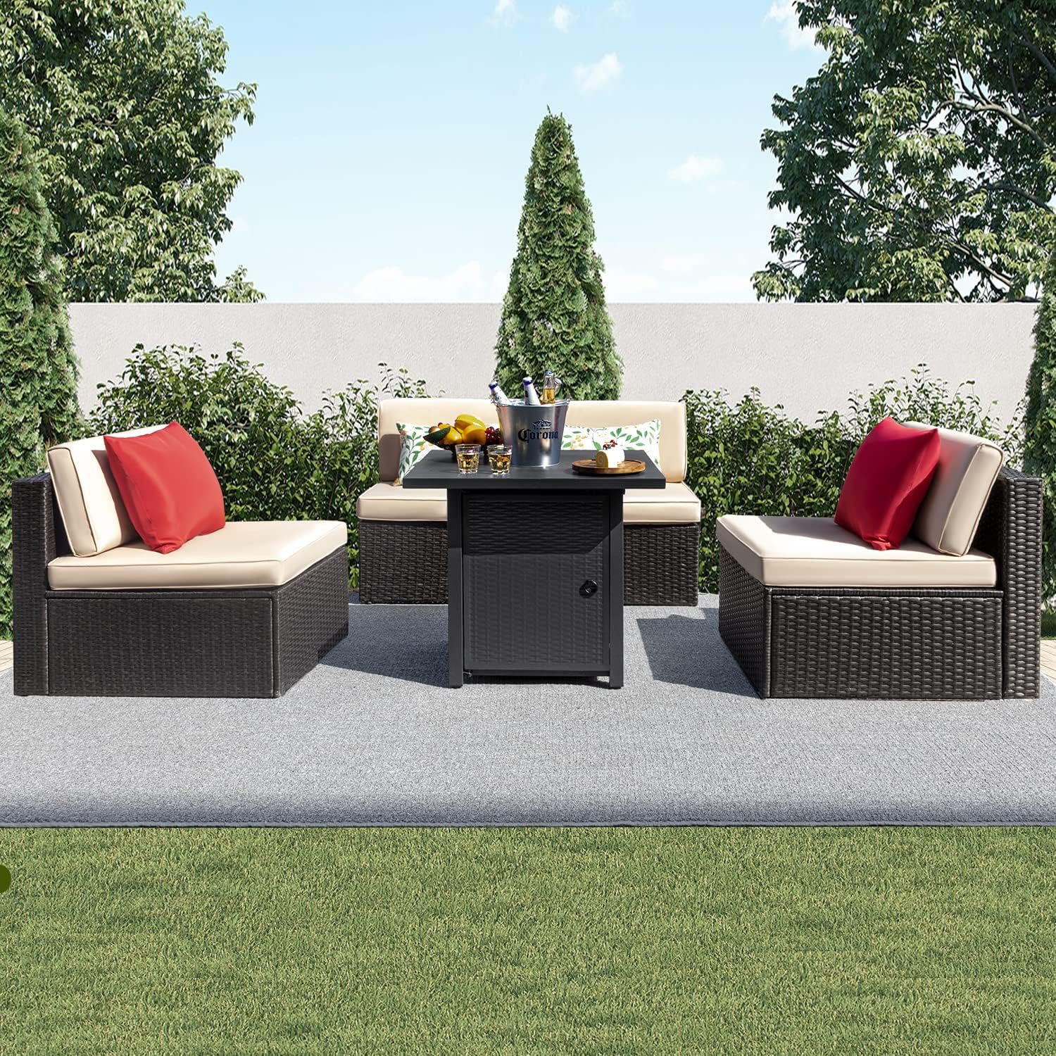 Devoko 28-inch fire pit table with 40000 BTU output and pulse ignition