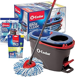 O-Cedar EasyWring RinseClean Microfiber Spin Mop & Bucket Floor Cleaning System with 1 Extra Refill with Citrus Pac (Variety Pack)