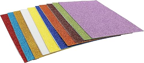 Hojas de espuma con purpurina autoadhesivas de 8 x 12 pulgadas, papel trasero de 10 unidades para actividades de manualidades infantiles, cortadores
