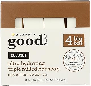 ALAFFIA Coconut Good Soap Value Pack 4 Count, 20 OZ