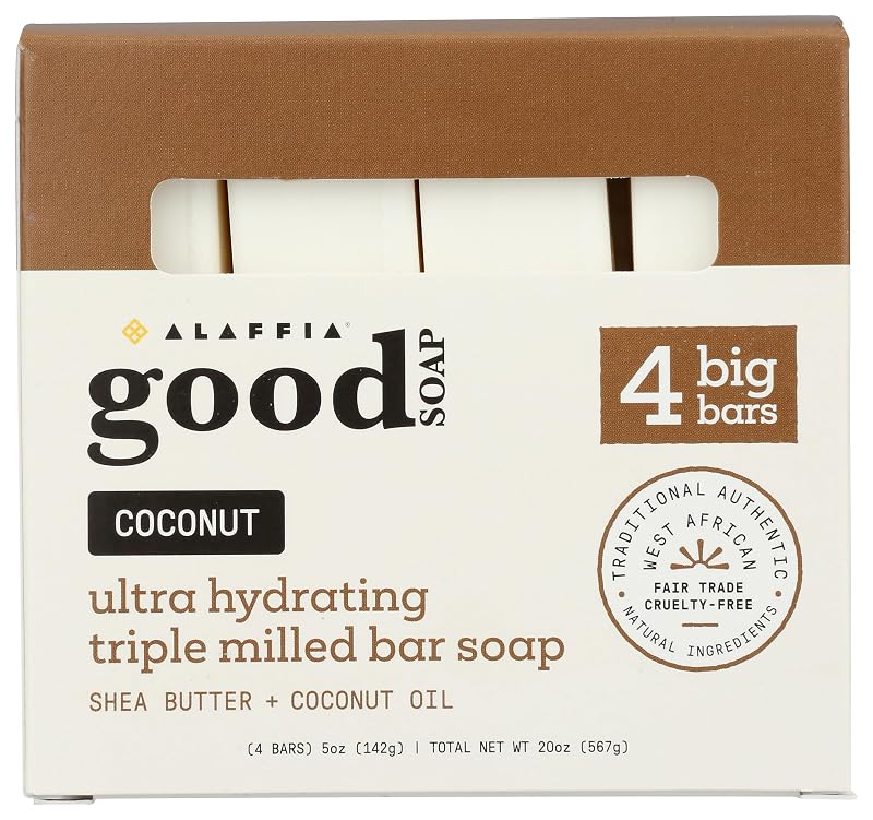 Sabonete em barra de coco Alaffia, Pacote com 4 unidades, 567 g