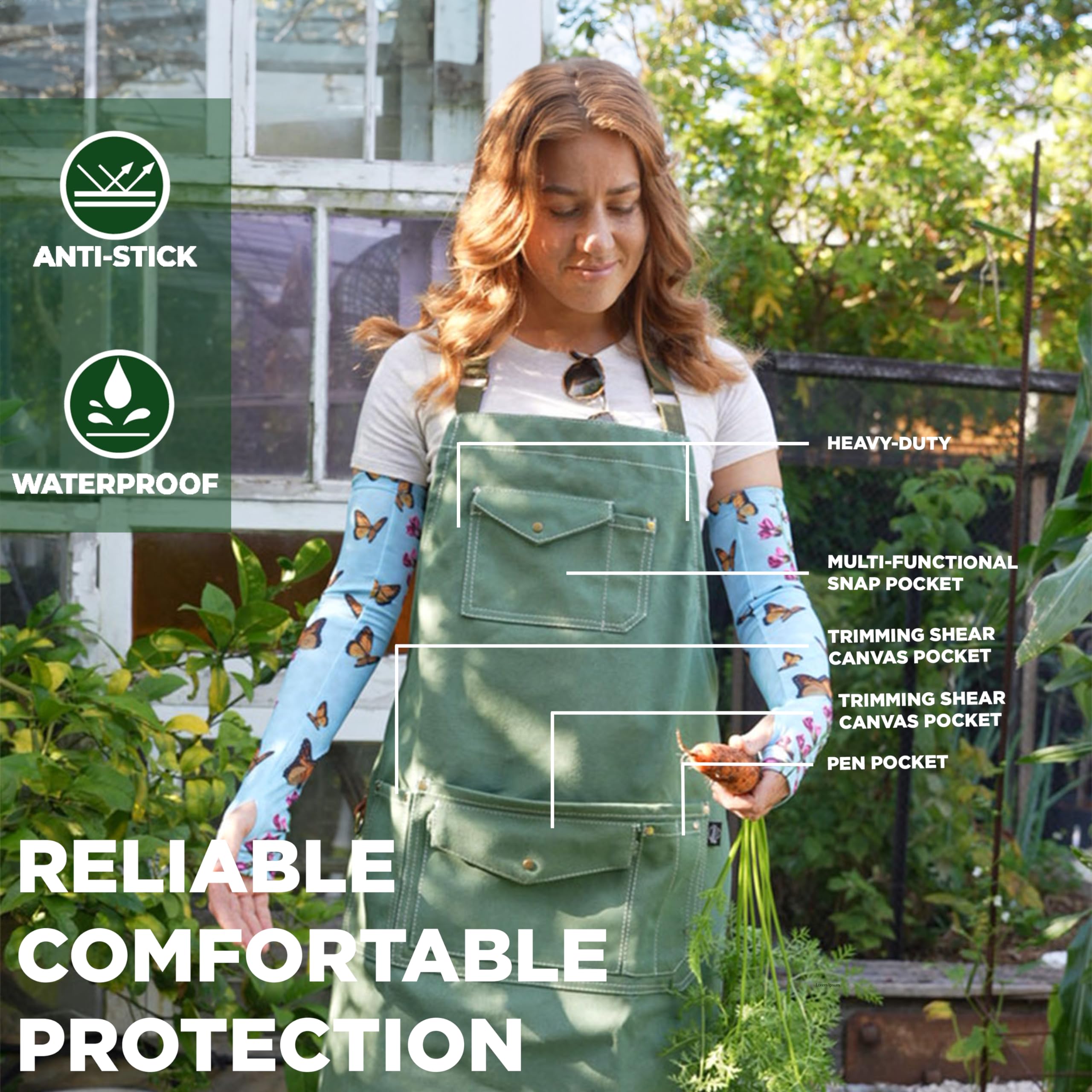 FARMER'S DEFENSE Lekki fartuch ogrodowy z płóciennymi kieszeniami, Trociny, L-XL