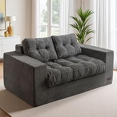 MAXYOYO Loveseat Sofa Couch Upholstered Bean Bag Chair Cloud 2-Seat for Adults Boneless Couch with Tufted Cushion Pillows
