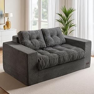 MAXYOYO Loveseat Sofa Couch Upholstered Bean Bag Chair Cloud 2-Seat for Adults Boneless Couch with Tufted Cushion Pillows