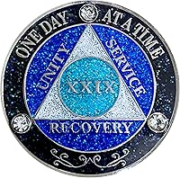 Vista 1 de (Años 1-50) AA Moneda de recuperación de 29 años, Medallón de Alcohólicos Anónimos, Moneda de Metal, Chapado en Color Plata, Moneda de Metal