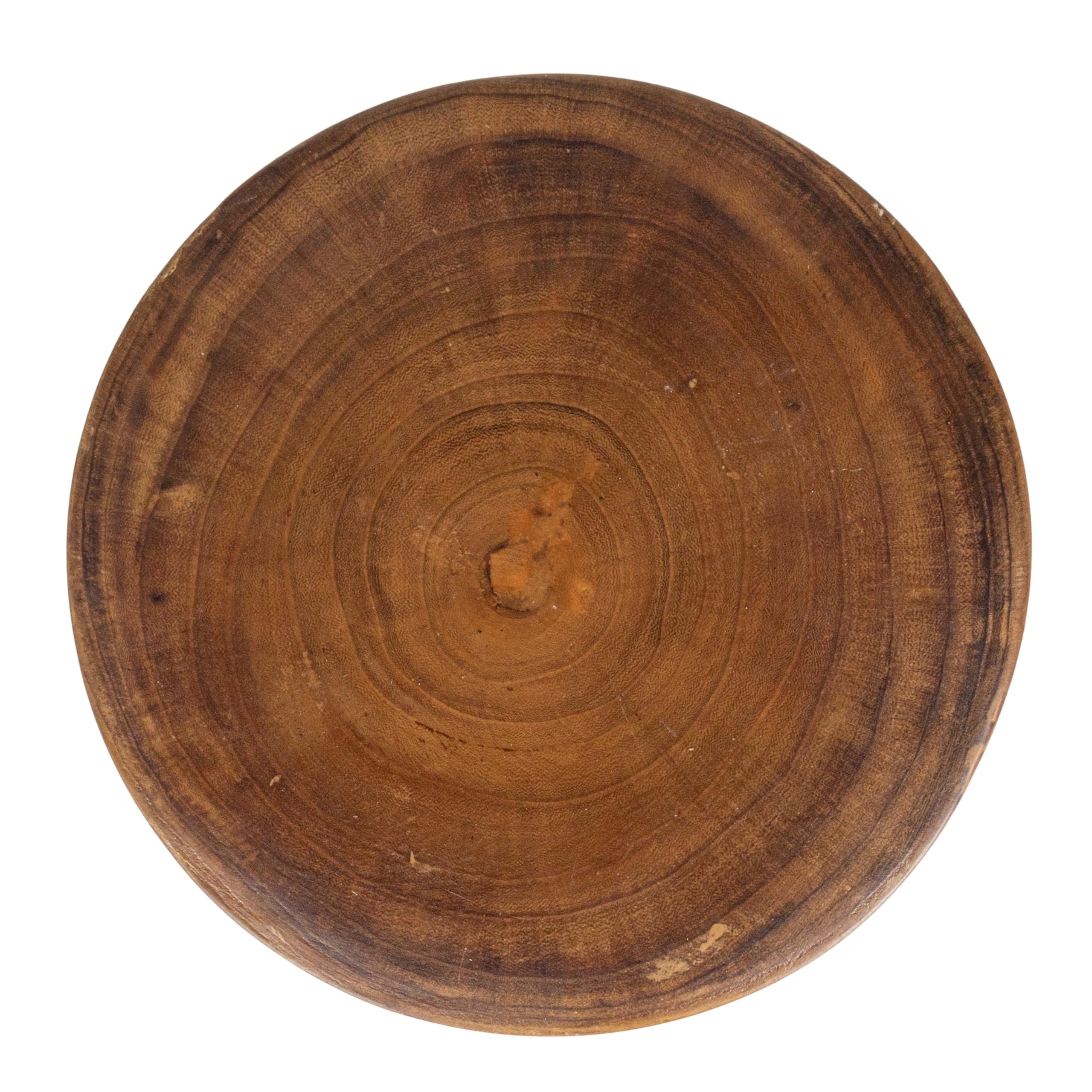 Creative Co-Op Hand-Carved Wood Side Table, Walnut Finish