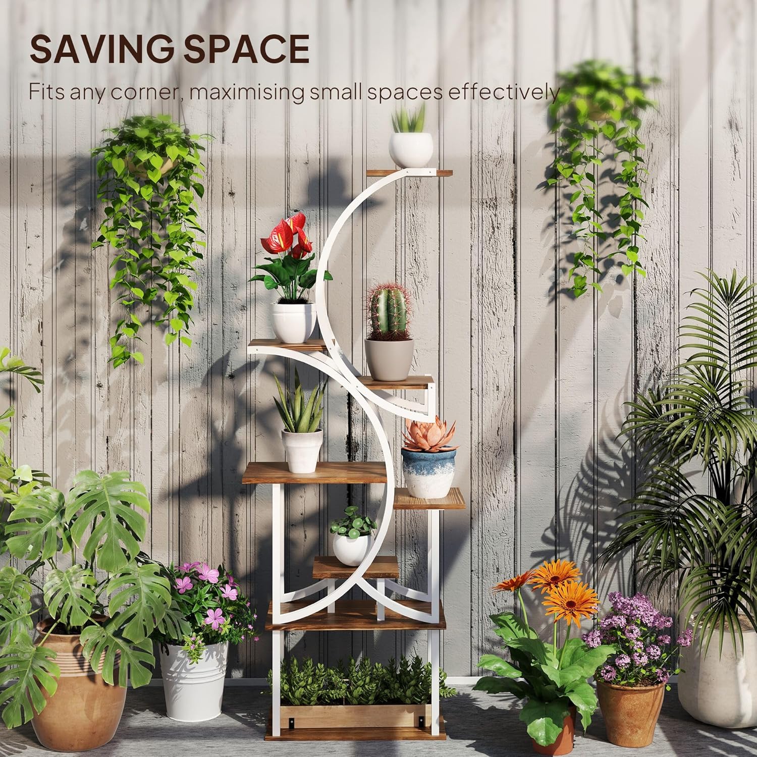 8-Tier Corner Plant Stand with S-Shaped Design